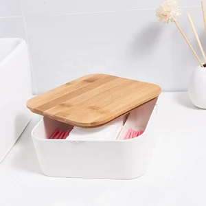 Modern Luxury Design Multi-purpose Bamboo Jewelry Make up Cosmetic Storage Box Organizer with Mirror Lid