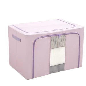 Multipurpose Folding Clothing Organizer Storage Box with Iron Frame Durable Large Capacity Wardrobe Storage Bag