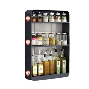 Metal Modern Wall Mounted Single Tier Storage Box Storage Rack for Kitchen and Bathroom