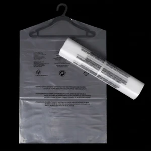 Transparent Dress Dust Bag with Warning Words Plastic Clothes Cover for Storing and Hanging Clothes Transparent Dry Cleaning Bag