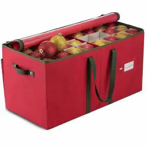 128 Holiday Xmas Decorations Accessories Storage Box Organizer Christmas Ornament Storage Box with Dual Zipper