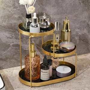 Vanity Storage Rack Women's Makeup Desktop Cosmetics Three-layer Storage Shelf Bathroom Debris Metal Eco-Friendly Storage