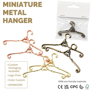 Customized Mini Metal Hanger Vintage Ornate 2pcs Model Toy 1:12 Dollhouse Miniature Wardrobe Rack Costume Closet Stand