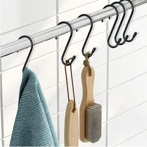 Black S-Shaped Iron Under Cabinet Hanging Hook Stylish Design Metal Display Storage Hanger