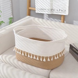 Clothes Boho Storage Basket Bin Custom 3 Set Woven Storage Cotton Rope Basket