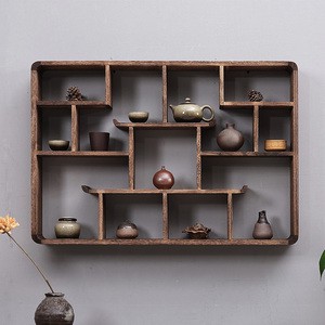 Modern Solid Wood Vertical Lacquered Rope Wall Storage Rack Shelf Partition Multifunction Wall-Mounted Living Room Decoration