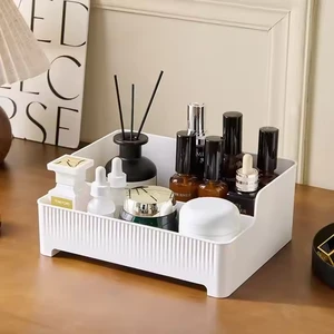 Modern Desktop Plastic Multifunction Storage Box for Cosmetics Bathroom Sink Dressing Table-Lipstick and Skincare Products Rack
