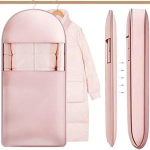 Compression Garment Bag, Hanging Dustproof Clothes Storage Bag with Zipper, Transparent Window Dust Cover for Wardrobe Storage