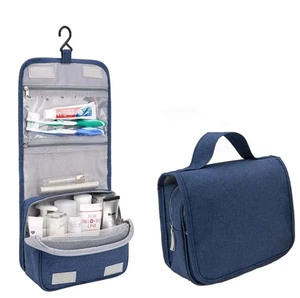 2024 New Travel Waterproof Multifunctional Wall Hanging Blue Navy Portable Toilet Storage Bag Mens Customized Portable Bathroom