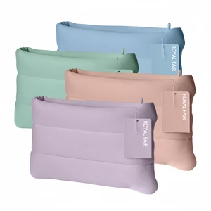 Royal Fair Customer Logo Puffy Neoprene Cosmetic Organizer Bag Bubble Makeup Pouch Beauty Skincare Storage Scuba Toilet Bag