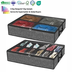 Fabric Foldable Shoe Storage Box For Bedroom And Living Room Visible Dust-Proof Moisture-Proof Lid Single Tier For Home Use