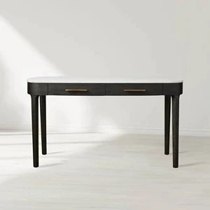 Marble Top Solid Wood Double Drawer Office Writing Desk