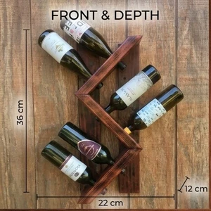 Rustic Wood Wall Mounted Wine Rack Double Tier Storage Holder For Bottles