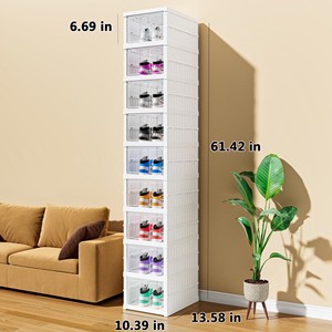 Luxury Home European Style Folding Storage Box Plastic Rectangular Foldable Stackable Shoe Cabinet Efficient Office Organizer