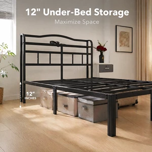 USB Charging Socket Bedside Steel Frame Adjustable Bed Simple Removable Cover Foldable Storage King Size Single/Double Person DB