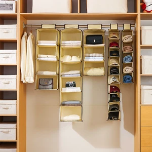 Non-woven Fabric Multi-Layer Foldable Wardrobe Hanging Storage Bag for Bras Underwear Clothes Folded and Organized Hanging Bag