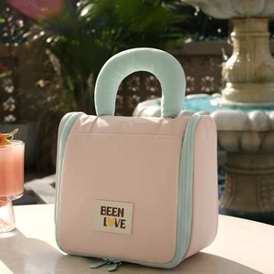 Custom Logo Portable Hanging Toiletry Bag Multifunctional Pretty Makeup Storage Bag for Travel Bathroom Use Made Durable Fabric