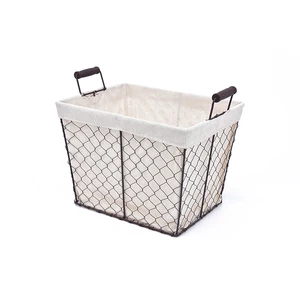 Amazon Hot Sales Wire Storage Basket with Fabric Liner and Handles