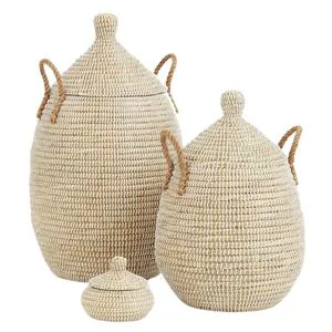 Eco Friendly Hand Woven Lidded Laundry Storage Basket Home From Seagrass With Plastic Wholesale
