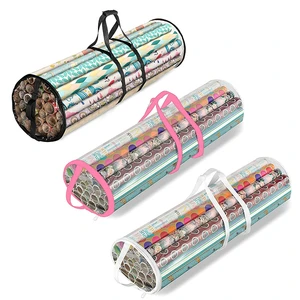 PVC Christmas Zipper Storage Box Holiday Paper Tube Gift Wrap Storage Bag for Organizing Holiday Gifts