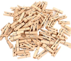 2.5cm Nature Wooden Clothespins Mini Wood Clothes Hanging Peg Clips Mini Craft Pegs For Clothes