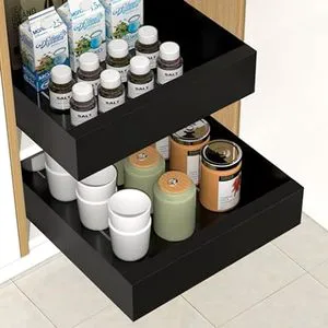 2 Pack Pull Out Cabinet Organizer, Expandable Individual Kitchen Cabinet Adjustable Sliding Storage Shelves Kitchen Accessories