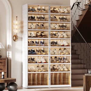 Modern Rectangle Plastic Shoe Storage Organizer Cabinet Foldable Injection-Molded Furniture 35L Capacity For Office Home Use