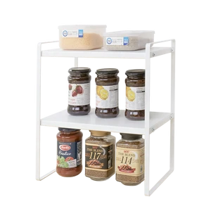 Kitchen Accessories 2 Tier Medium Kitchen Cabinet Organizer Shelves Spice Rack Counter Stackable Shelf Rack