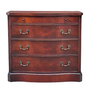 Heritage Style Traditional Antique Mahogany Solid Wood 4-Drawer Chest Curved Front Handmade Multi-Purpose Bedroom Living Room