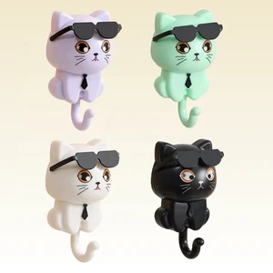 Creative Novelty Hooks Bedroom Bathroom Living Room Adhesive Cute Cat Key Holder Wall Hook Hangers