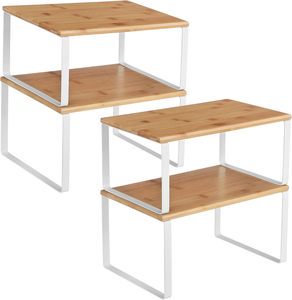 Cabinet Shelf Organizers, Set of 4 Kitchen Counter Shelves, Stackable, Expandable Spice Racks