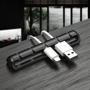 Silicone Cable Organizer Desktop Desk Cable Winder USB Adhesive Wire Clips Tips Storage Black Cable Organizer