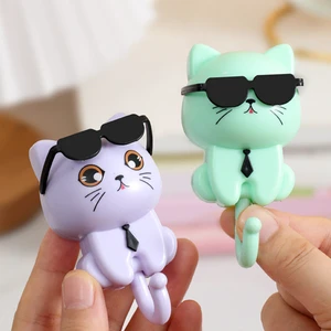 Cartoon Gravity Hook No Punching Cat Adhesive Hook Wall Mounted Creative Cute Gift Hook Key Hanger Home Decor Wall Shelf Hanger