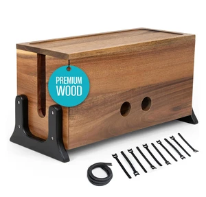 Extra Large Wood Cable Management Box Wall-Mounted Living Room Cord Hider Organizer for Power Strips TV Wires Desk Cable Storage