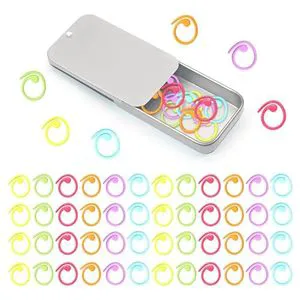 50 Pieces Spiral Stitch Markers Crochet Metal Crochet Markers Locking Stitch Clips Storage Box Colorful DIY