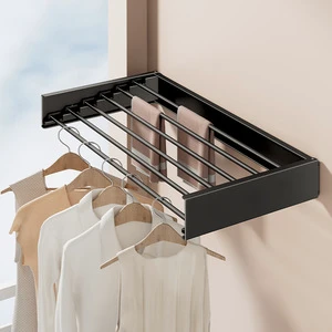 Thicken Laundry Drying Rack Retractable Foldable Wall Mounted Towel Drying Rack Clothes Hanger Collapsible For Indoor Home Use