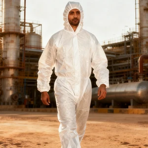 Disposable Industrial Anti-static PP Safety Clothing Waterproof Dust-proof Particulate Non-woven Coveralls Anti-Chemical Level D