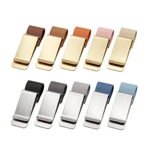 Premium Metal Money Clip with Custom PU Leather Loop Multi-Functional Pen Holder Clip for Promotional Business Gifts