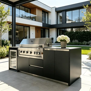 Modular Outdoor Kitchen Storage Cabinet-Weather-Resistant 304 Stainless Steel With Drawer Basket For BBQ Use