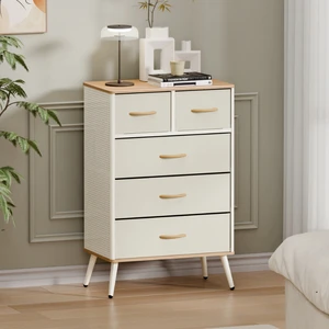 Lightweight 5 Drawers Modern Design MDF Carbon Steel Frame Breathable Fabric Drawer Organizer Chest Storage Cabinet