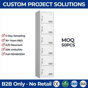 White 6 Door Steel Locker Vertical Metal Cabinet Storage Organizer For Office School Gym Changing Room Factory Wholesale