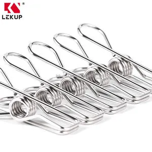 Wholesale LEKUP Silver Heavy Duty Stainless Steel Clothes Pins Metal Clothes Pegs Clothing Clips Laundry Pins