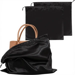 Silk Eco-Friendly Modern Dust Bags Handbags Dust Cover Storage Dustproof Drawstring Pouch Clothes Purse Shoes Boots (Black)
