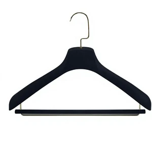 Custom Velvet Hanger Velvet Fabric Hangers Soft Touch ABS Black Flock Velvet Coat Suit Hanger For Clothing