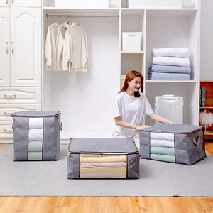 Durable Plastic Closet Organizers Large Fabric Storage Bags for Clothing Quilts Bedding