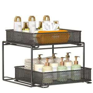 Kitchen Under-Sink Multi-Tiered Metal Storage Rack Portable Modern Minimalist Dish & Bowl Organizer With Seasoning Rack