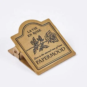 Office Stationery Custom Logo Design Brass Binder Clip Jumbo Brass Paper Clip Custom Logo Brass Book Clip