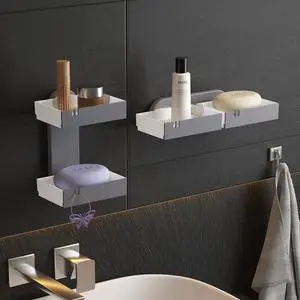 Plastic Wall-mounted Double-compartment Storage Rack