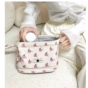 Ladies' Handheld Large Capacity PU Leather Waterproof Toilet Bag Travel Portable Toilet Bag