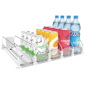Supermarket Spring Loaded Adjustable Soda Can Bottle Beverage Dispenser Drink Shelf Pusher Organizer System For Refrigerator